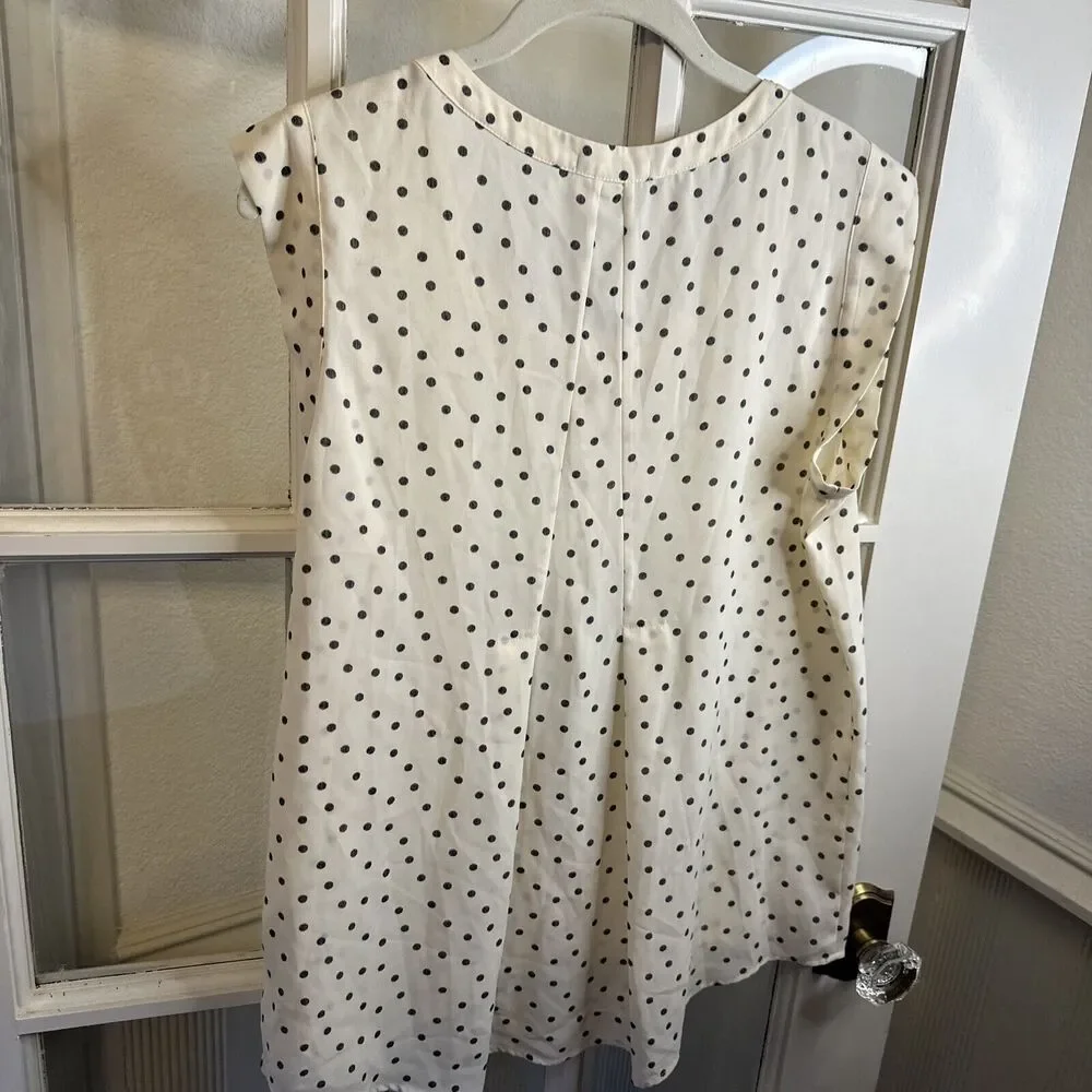 Pleione Sleeveless Top Size M White and Black Polka Dot Cami Shell - Picture 7 of 9
